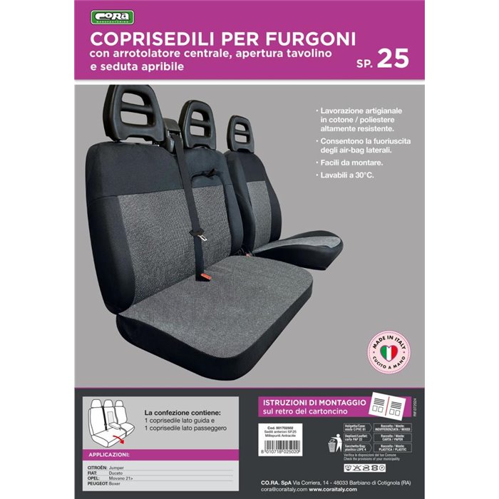 Coprisedili per furgoni tg. SP25 tess. misto cotone nero