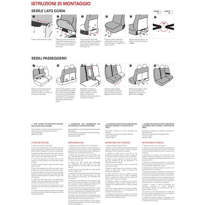 Coprisedili per furgoni tg. SP25 tess. cotone trapuntato avio
