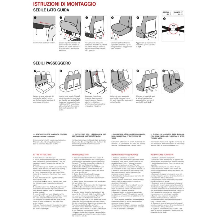 Coprisedili per furgoni tg. SP25 tess. cotone trapuntato antracite