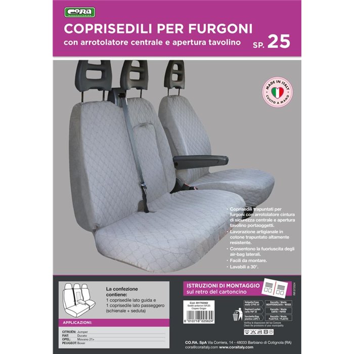 Coprisedili per furgoni tg. SP25 tess. cotone trapuntato grigio