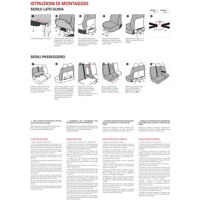Coprisedili per furgoni tg. SP25 tess. cotone trapuntato nero