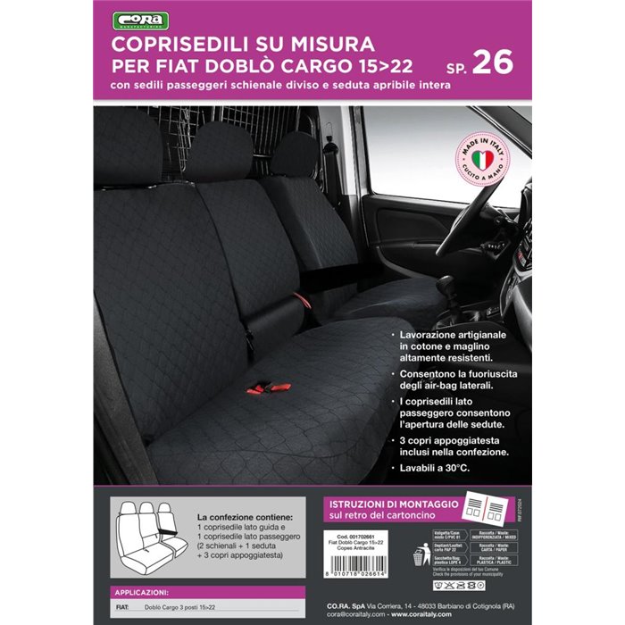 Coprisedili per furgoni tg. SP26 tess. cotone trapuntato antracite