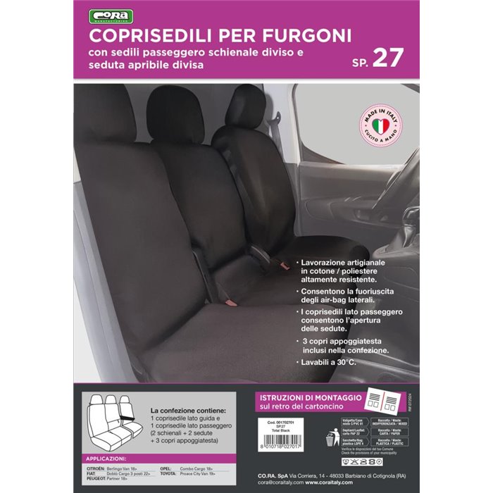 Coprisedili per furgoni tg. SP27 tess. poliestere nero