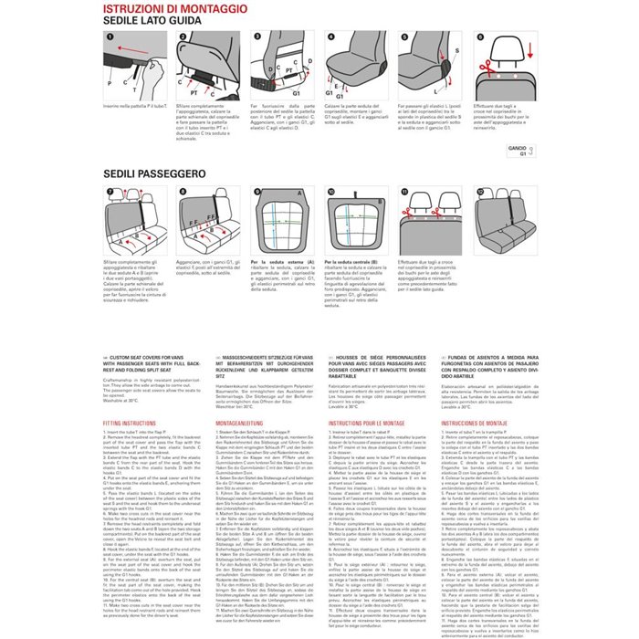 Coprisedili per furgoni tg. SP28 seduta divisa tess. misto cotone nero
