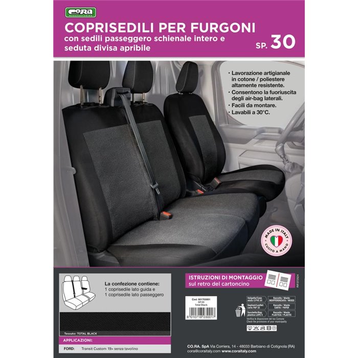 Coprisedili per furgoni tg. SP30 seduta divisa tess. poliestere nero