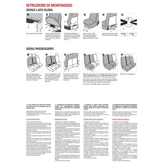 Coprisedili per furgoni tg. SP30 seduta divisa tess. misto cotone nero