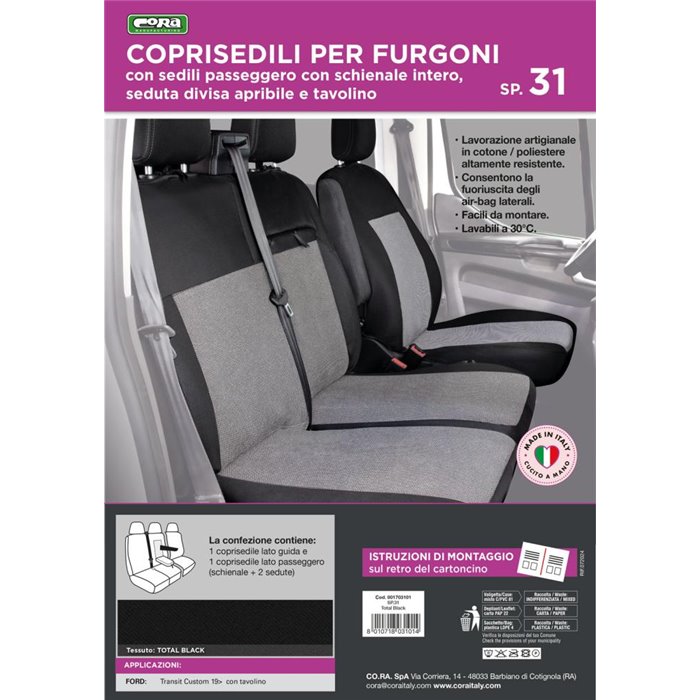 Coprisedili per furgoni tg. SP31 tess. poliestere nero