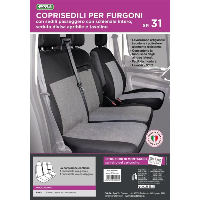 Coprisedili per furgoni tg. SP31 tess. misto cotone nero