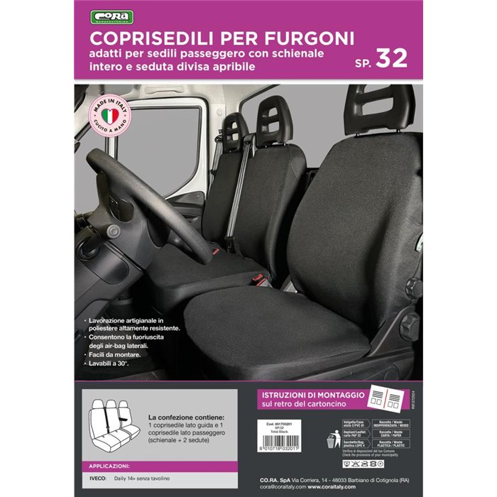 Coprisedili per furgoni tg. SP32 seduta divisa tess. poliestere nero