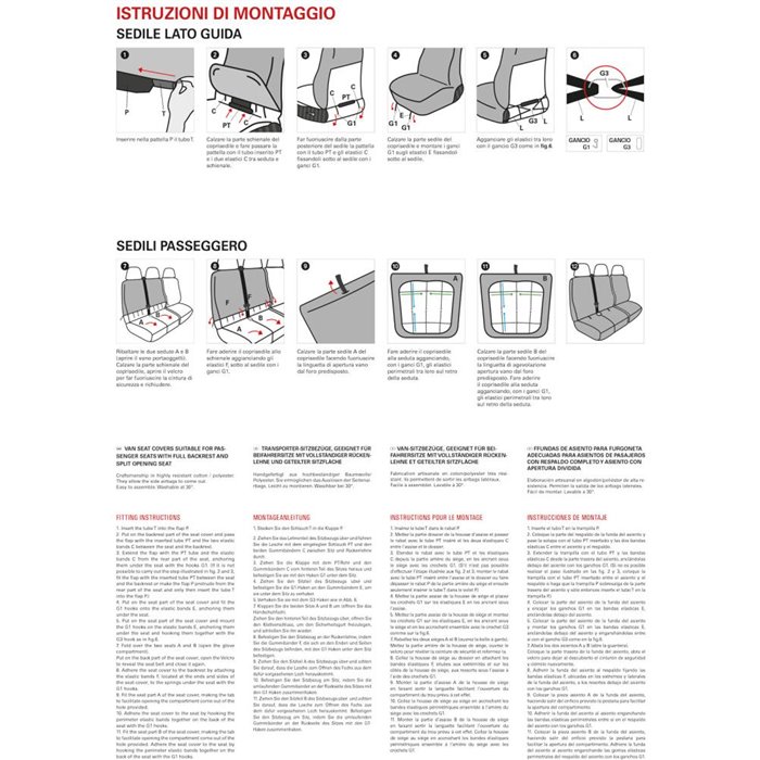 Coprisedili per furgoni tg. SP32 seduta divisa tess. misto cotone nero