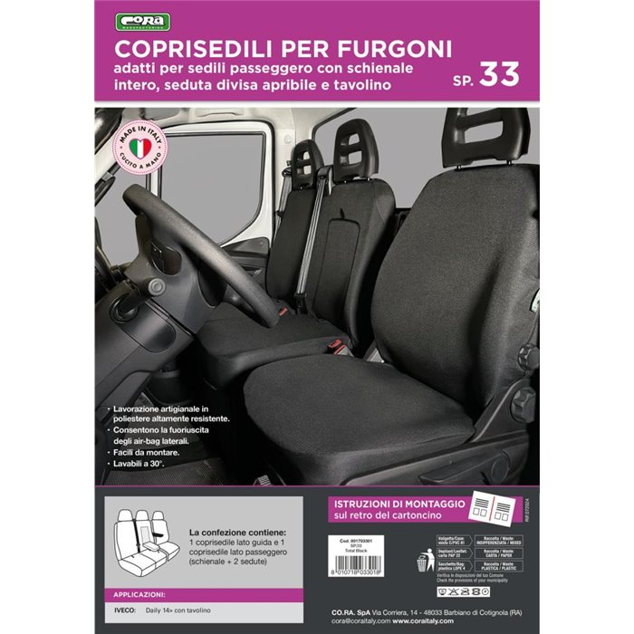 Coprisedili per furgoni tg. SP33 tess. poliestere nero