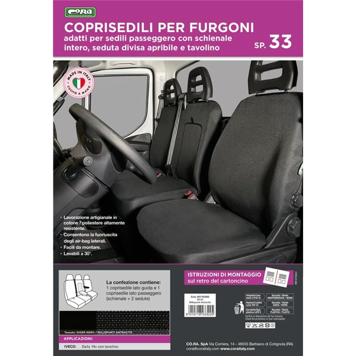 Coprisedili per furgoni tg. SP33 tess. misto cotone nero