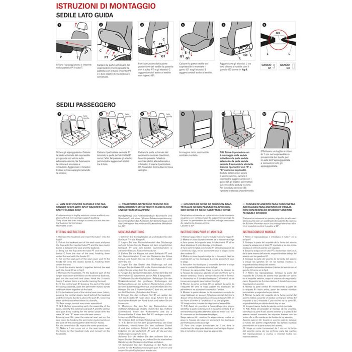 Coprisedili per furgoni tg. SP35 seduta divisa apribile tess. misto cotone nero