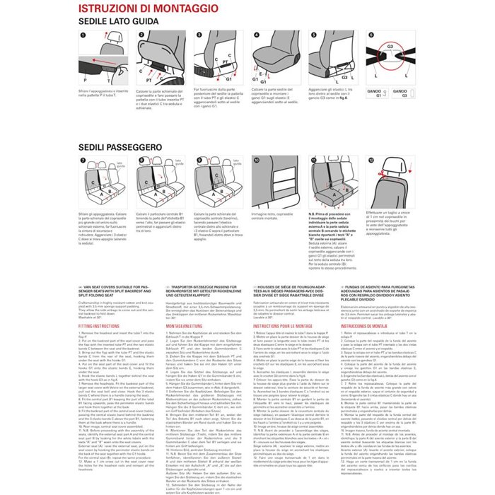 Coprisedili per furgoni tg. SP36 seduta divisa apribile tess. poliestere nero