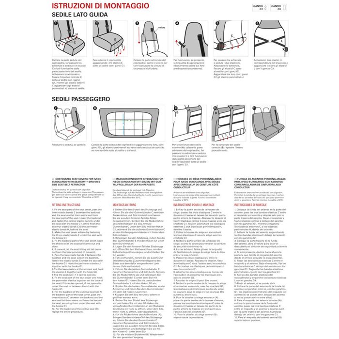 Coprisedili per camion tg. SP70 tess. cotone trapuntato antracite