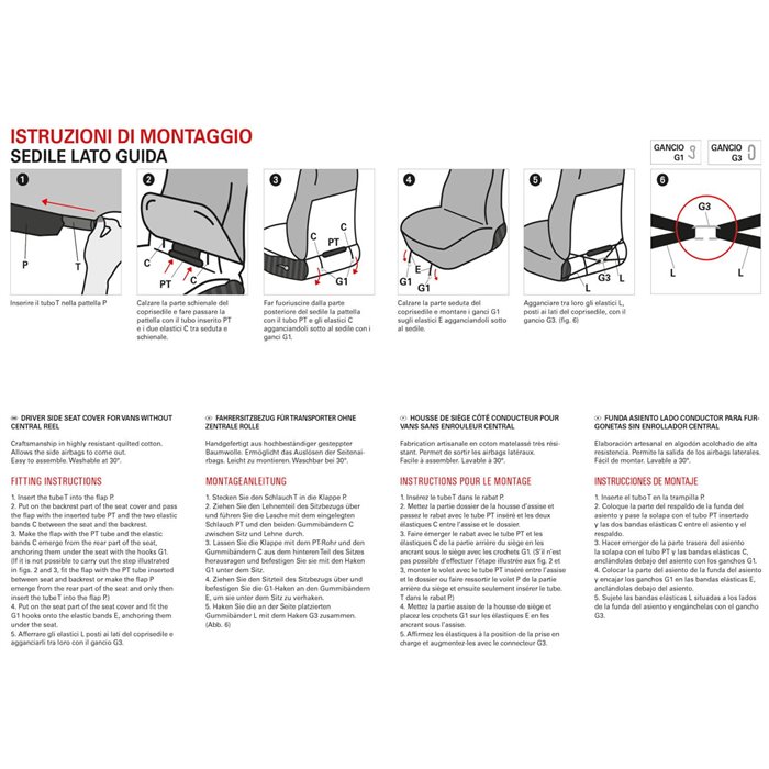 Coprisedile lato guida per furgoni tg. SP23 tess. poliestere trapuntato mimetic