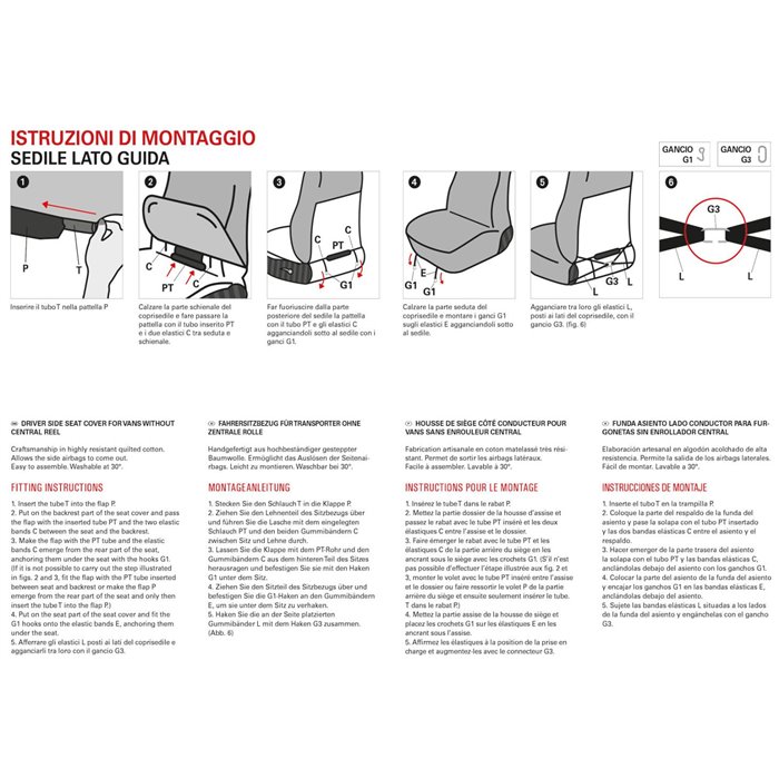 Coprisedile lato guida per furgoni tg. SP23 tess. cotone trapuntato nero