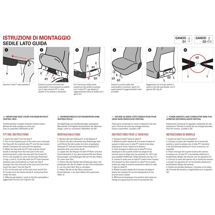 Coprisedile lato guida per furgoni tg. SP24/SP25 tess. cotone trapuntato antracite