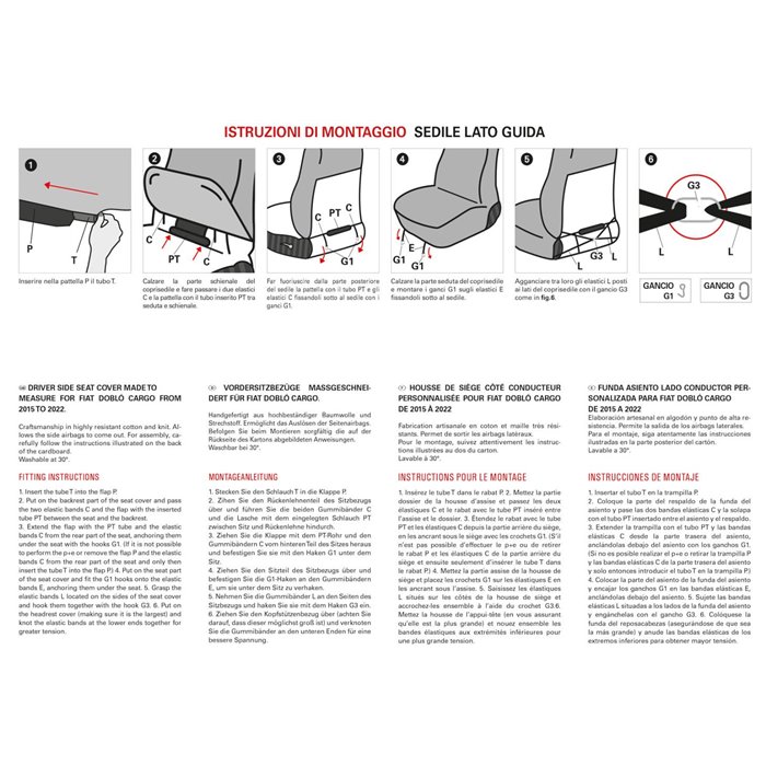 Coprisedile lato guida per furgoni tg. SP26 tess. cotone trapuntato antracite