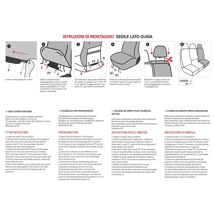 Coprisedile lato guida per furgoni tg. SP27 tess. poliestere nero