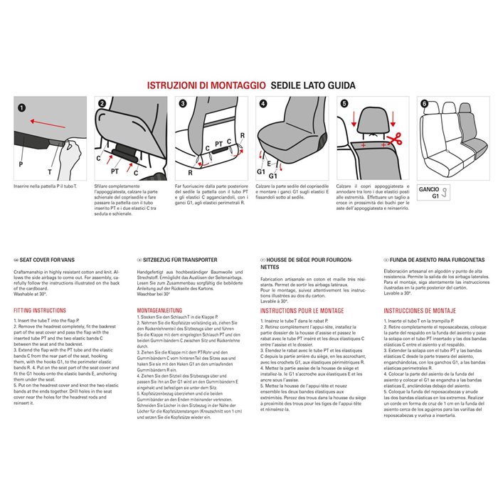 Coprisedile lato guida per furgoni tg. SP27 tess. cotone trapuntato antracite