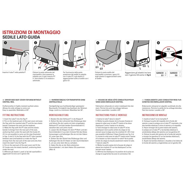 Coprisedile lato guida per furgoni tg. SP30/SP31 tess. misto cotone nero