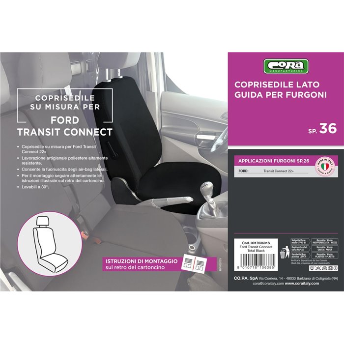 Coprisedile lato guida per furgoni tg. SP36 tess. poliestere nero