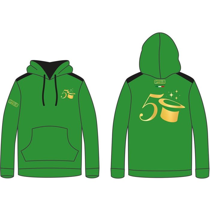 Felpa garzata unisex 50° verde taglia M