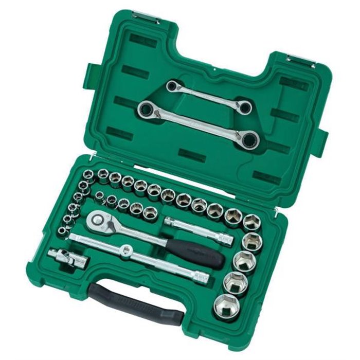 Set bussole metriche esagonali 1/2" e chiavi 33 pz