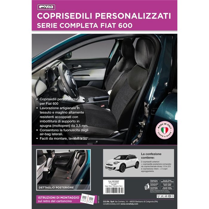 COMPLETO FIAT 600 POST. DIVISO DIGER NERO-MOSAICO NERO