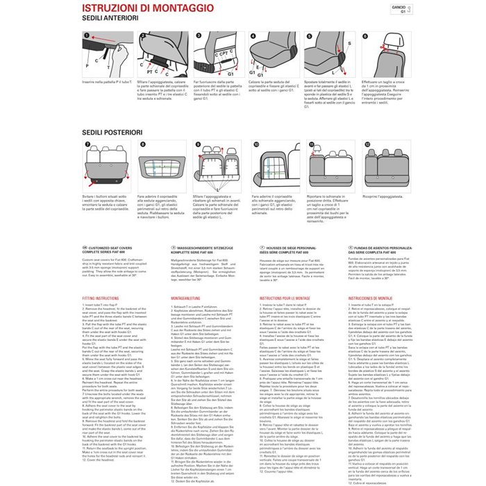 COMPLETO FIAT 600 POST. DIVISO DIGER NERO-MOSAICO NERO