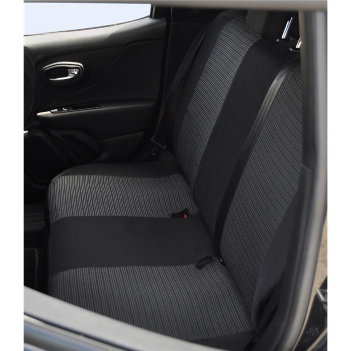 Serie completa coprisedili personalizzati JEEP Renegade 14˃/Compass 17˃, DACIA Duster I 10˃18 / Sandero 20˃ tess. rigato nero