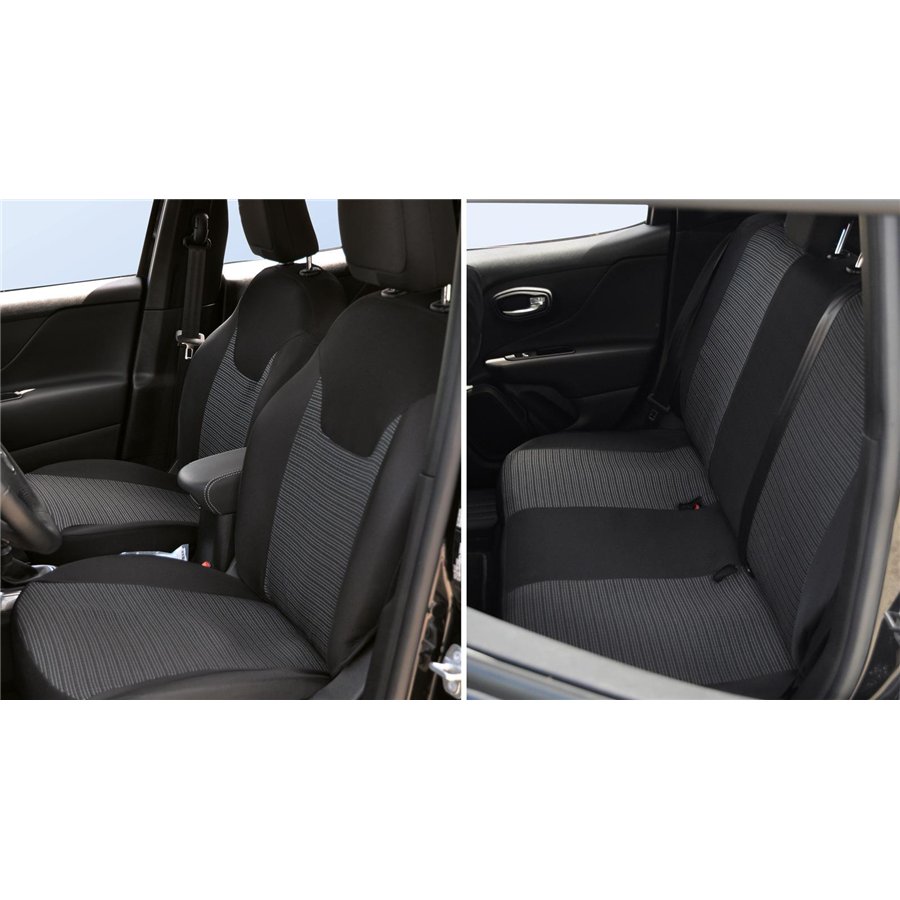 Serie completa coprisedili personalizzati DACIA Duster II/III 18˃24, 24˃ tess. rigato nero