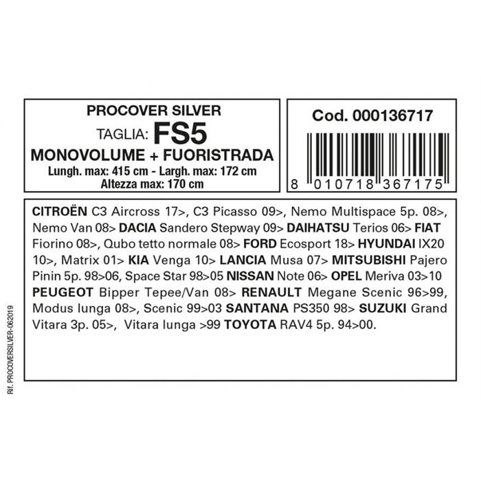 Copriauto Procover Silver mod. FS5