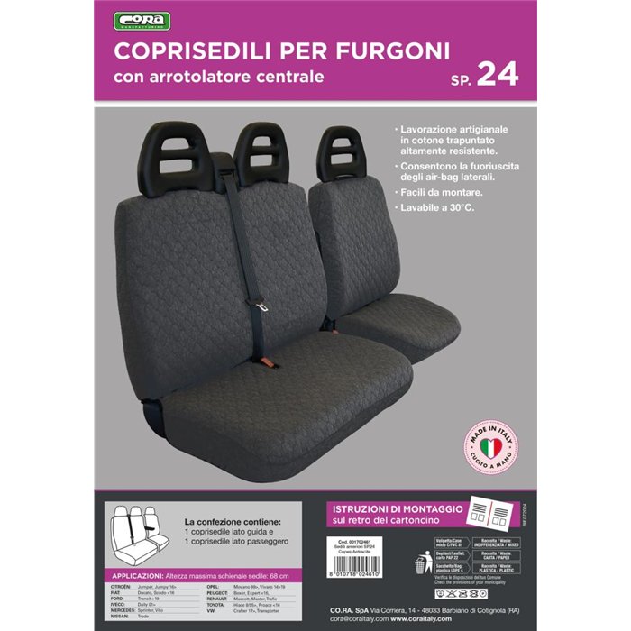 Coprisedili per furgoni tg. SP24 tess. cotone trapuntato antracite