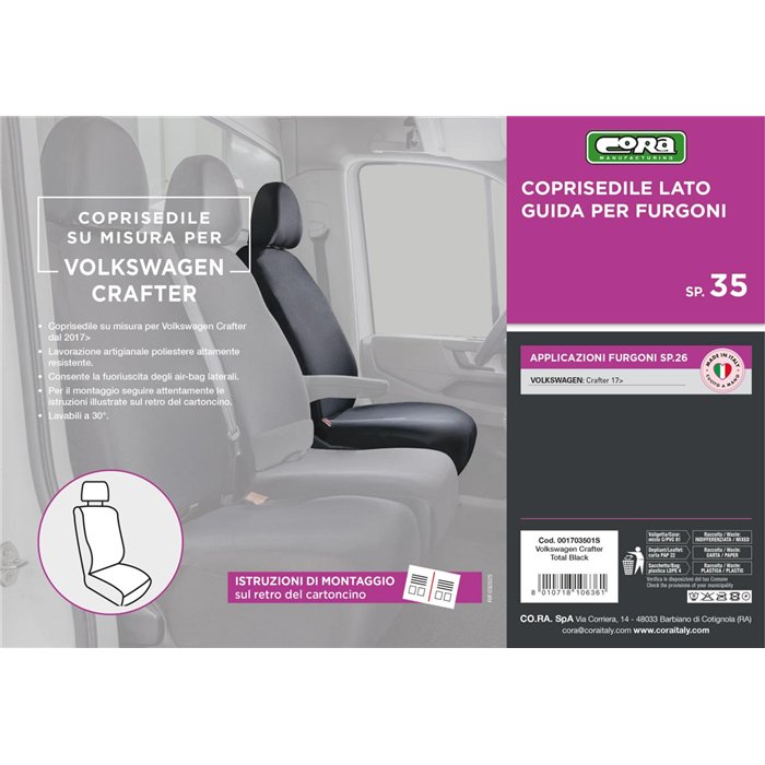 Coprisedile lato guida per furgoni tg. SP35 tess. poliestere nero