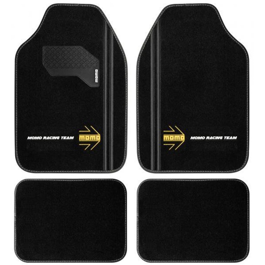 Set 4 tappeti in moquette Sport nero/nero
