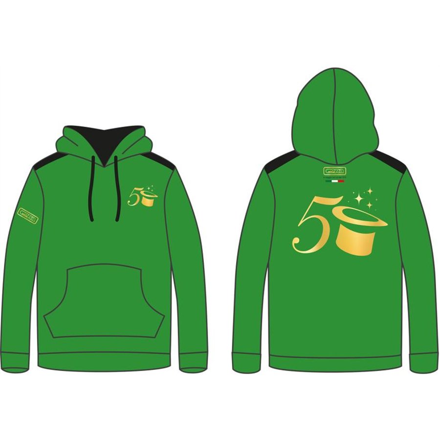 Felpa garzata unisex 50° verde taglia XL