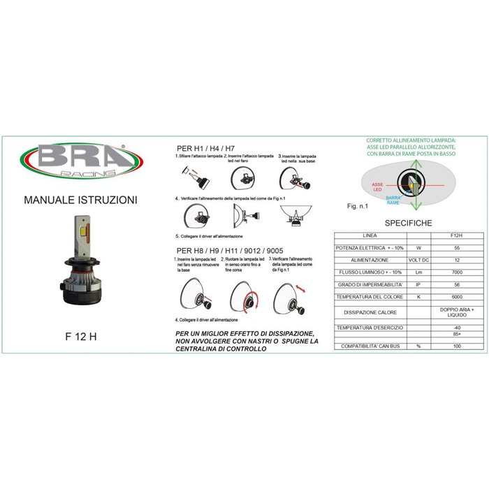 Lampadine led F12H H8/H9/H11 12V 55W