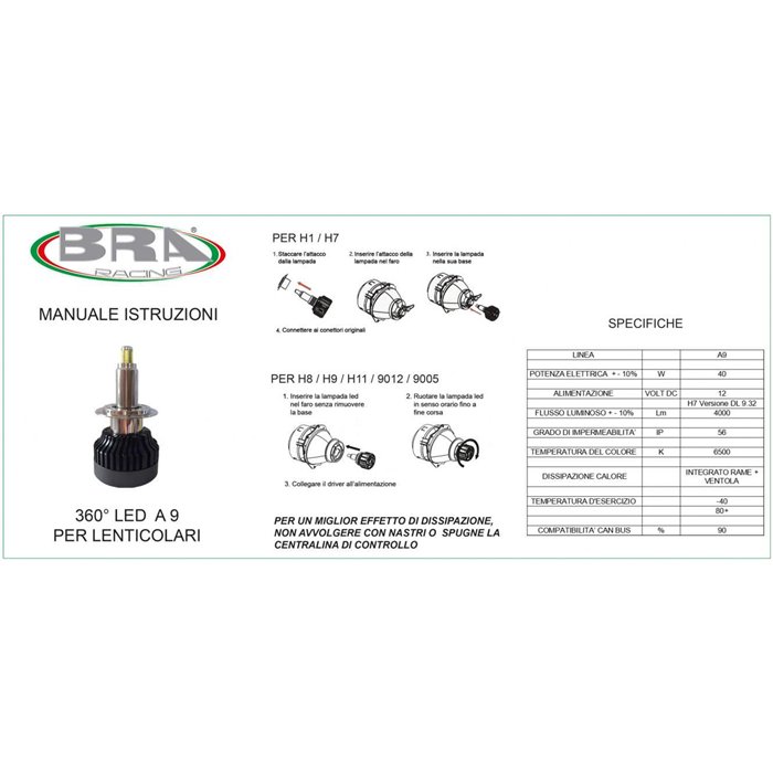 Lampadine led Cree 360° H8/H9/H11 12V 35W