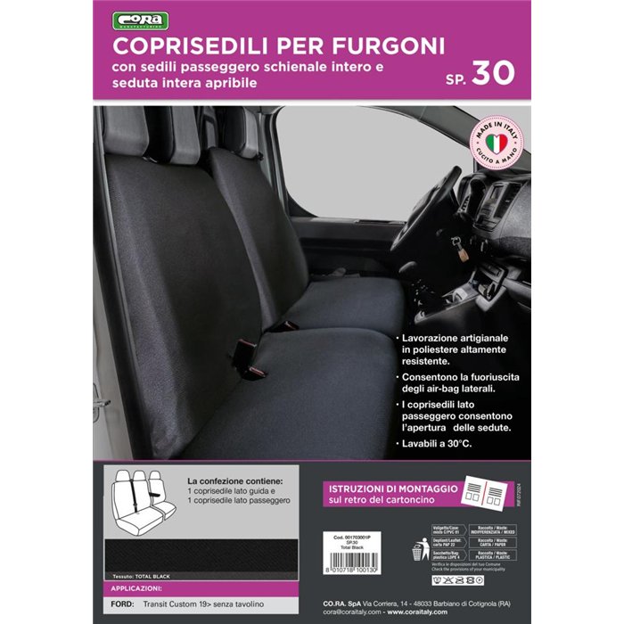 Coprisedili per furgoni tg. SP30 seduta intera tess. poliestere nero